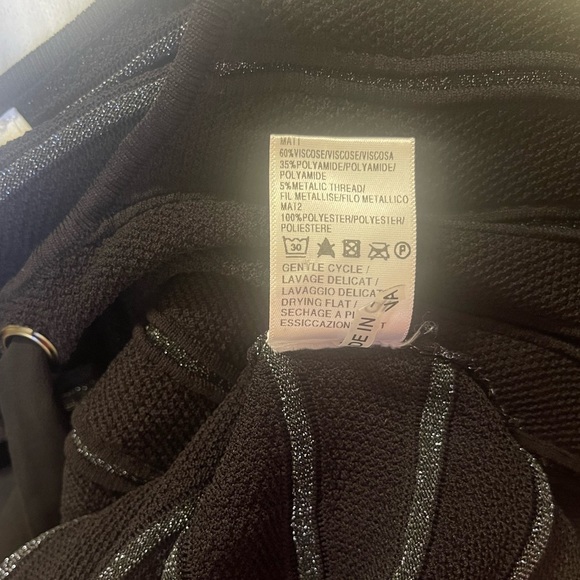 SUNCOO Paris Cropped Blouse Black and Silver Striped Eyelet Top Sz T1 = Sz Small - Picture 10 of 11